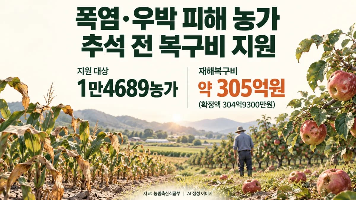 폭염·우박 피해 1만4689농가에 305억원…추석 전 복구비 푼다